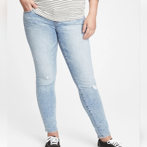 GAP:Maternity True Waistband ADORABLE Distressed Skinny Jeans, Lt Indigo, NWOT - Picture 14 of 14